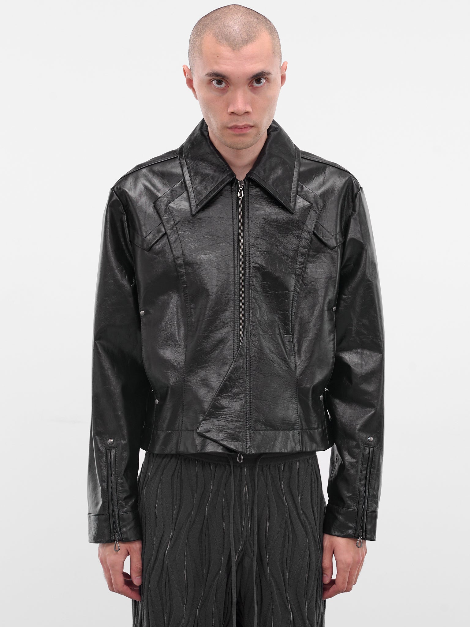 Black Kraner Leather Zip Jacket (J09-37-RAVEN-BLACK)