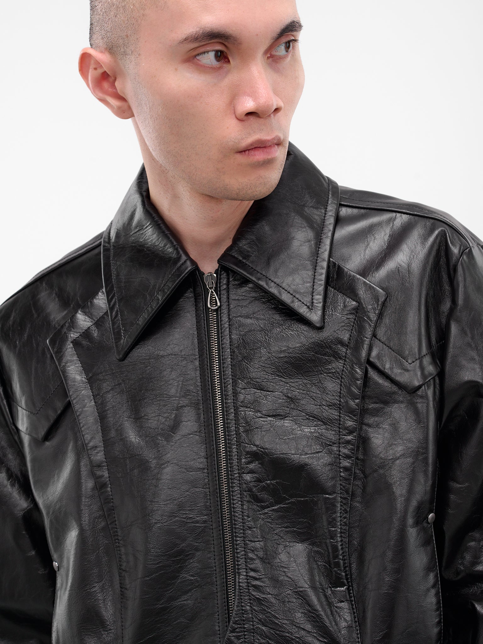 Black Kraner Leather Zip Jacket (J09-37-RAVEN-BLACK)