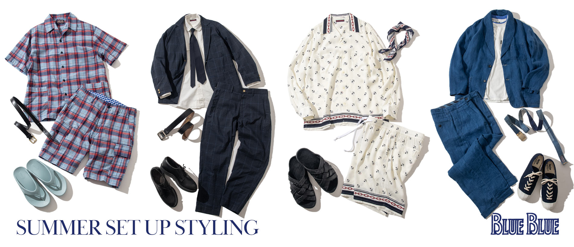 夏のセットアップスタイリング｜BLUE BLUE｜ハリウッドランチ