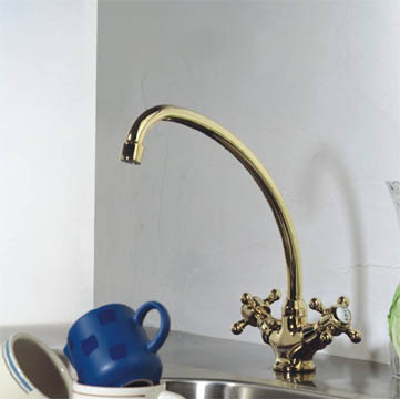 キッチン・洗面用グースネック（鶴首）2クロスハンドル混合水栓 2PCVG