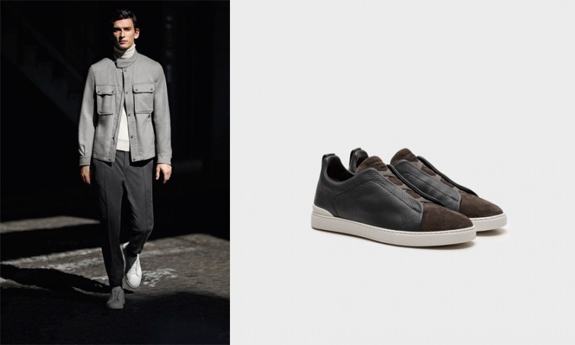 エルメネジルド ゼニア＞｜トリプルステッチスニーカーのメイド トゥ