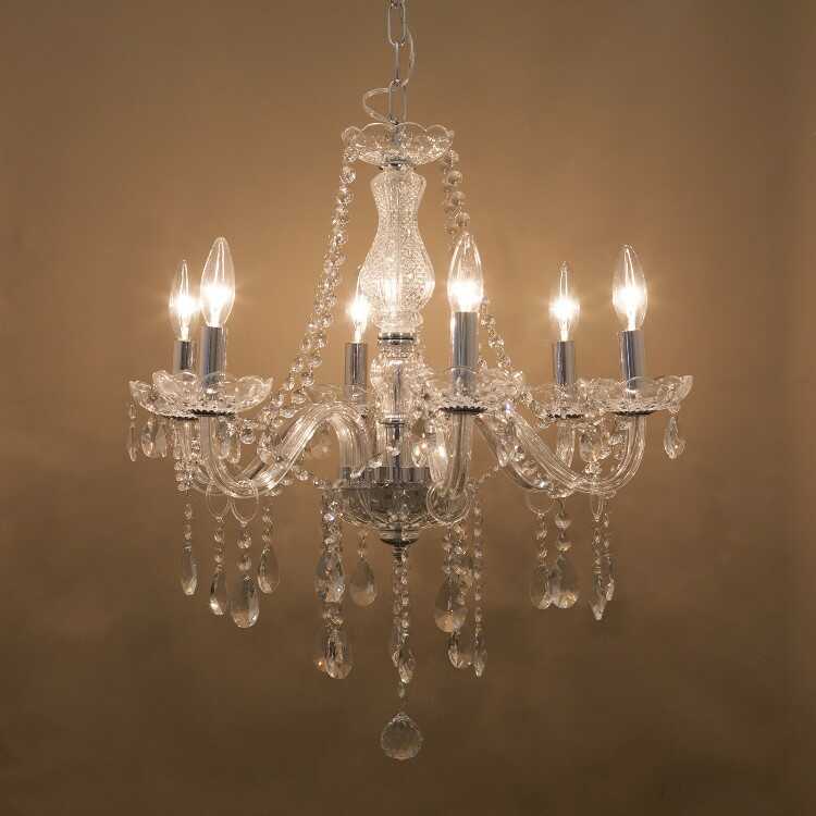 LT-5239 クリスタルガラスの綺麗な6灯シャンデリア・クローム色