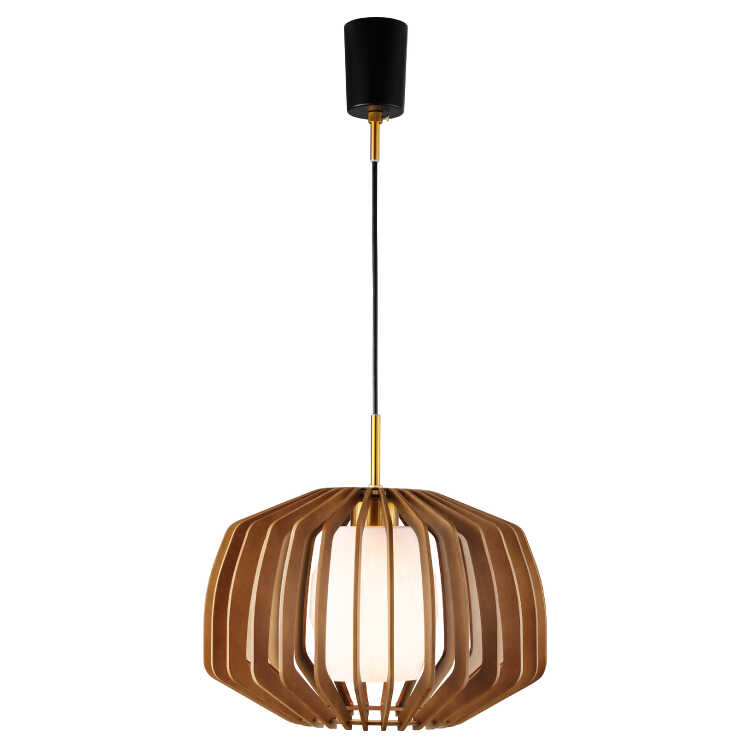 LT-5268 ガラスを木製パーツで包んだペンダントライト・北欧・和室