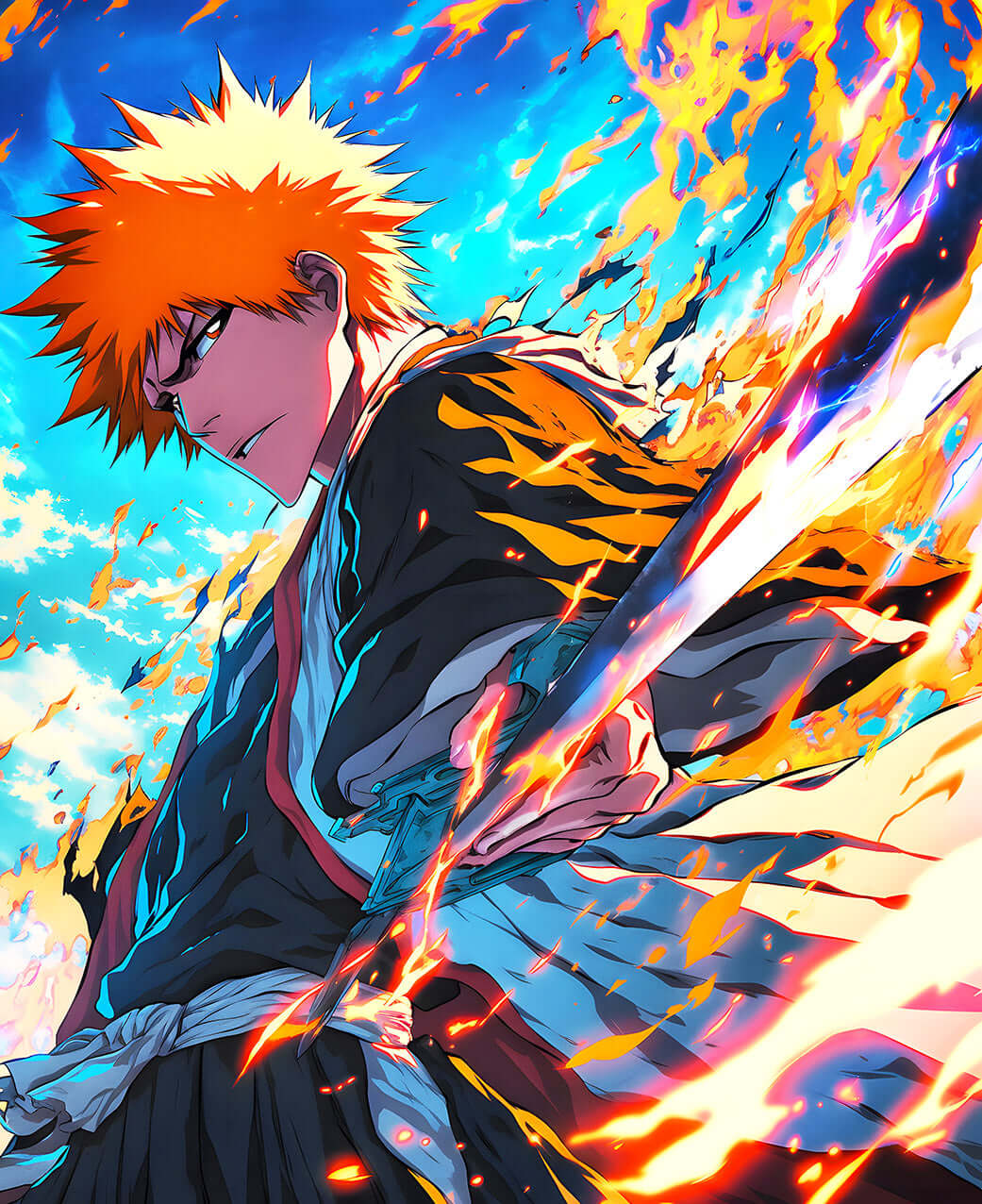 Ichigo Kurosaki: Blazing Soul - Bleach Digital Art Print (Instant