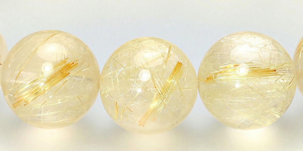 高品質]ゴールドルチルクォーツブレスレット（約14.5mm玉） - 埼玉県