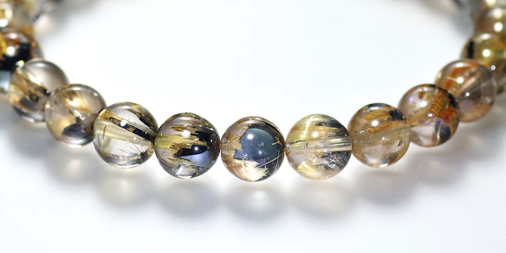 高品質++]太陽放射ルチルクォーツブレスレット（約8mm玉） - 埼玉県