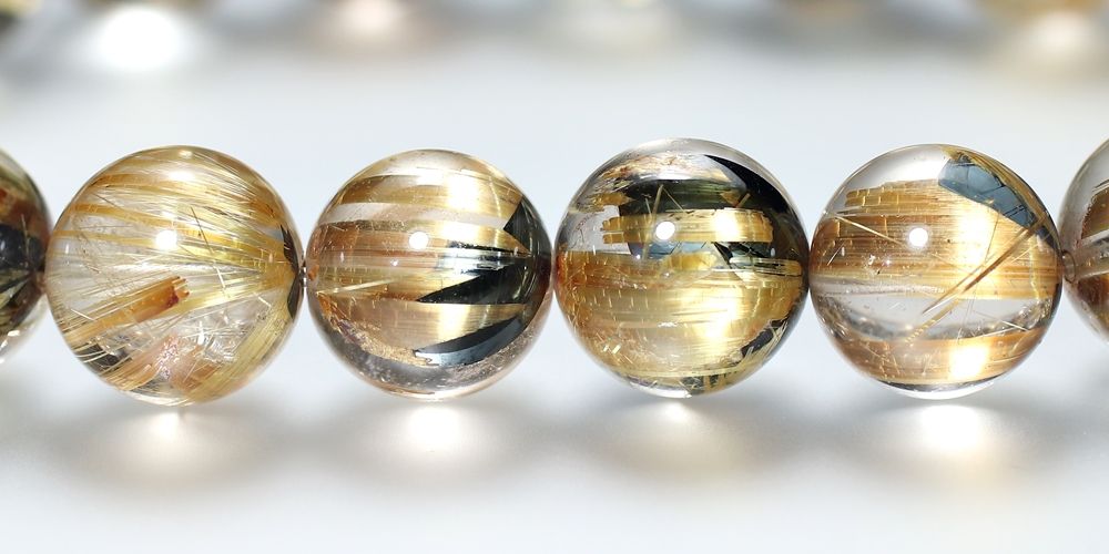 高品質++]太陽放射ルチルクォーツブレスレット（約10mm玉） - 埼玉県