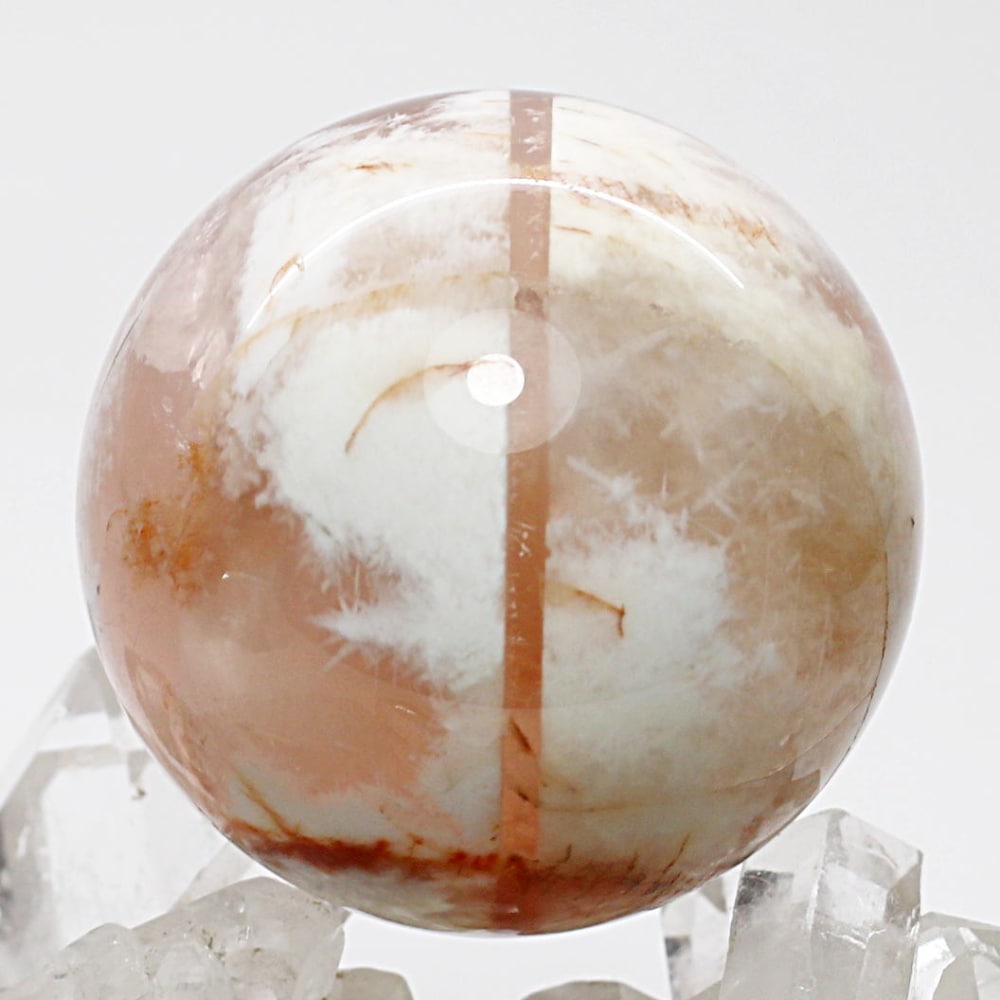 高品質]セリサイトインスターローズクォーツ丸玉/スフィア（球体直径