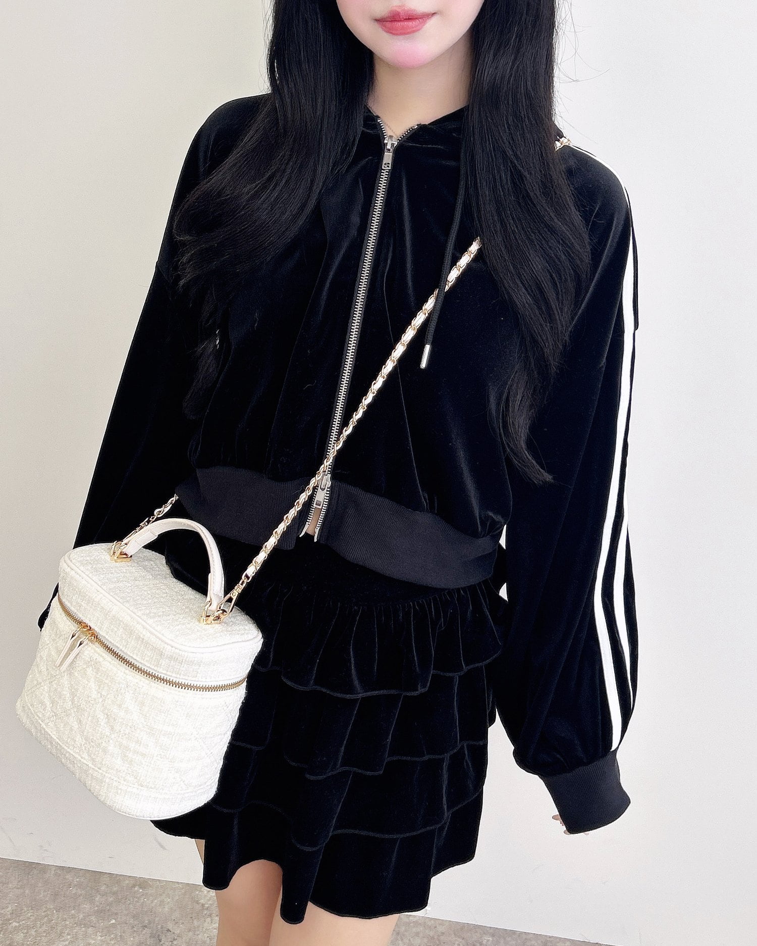 WEB限定】サイドラインジップベロアパーカー(セットアップ対応)｜INGNI