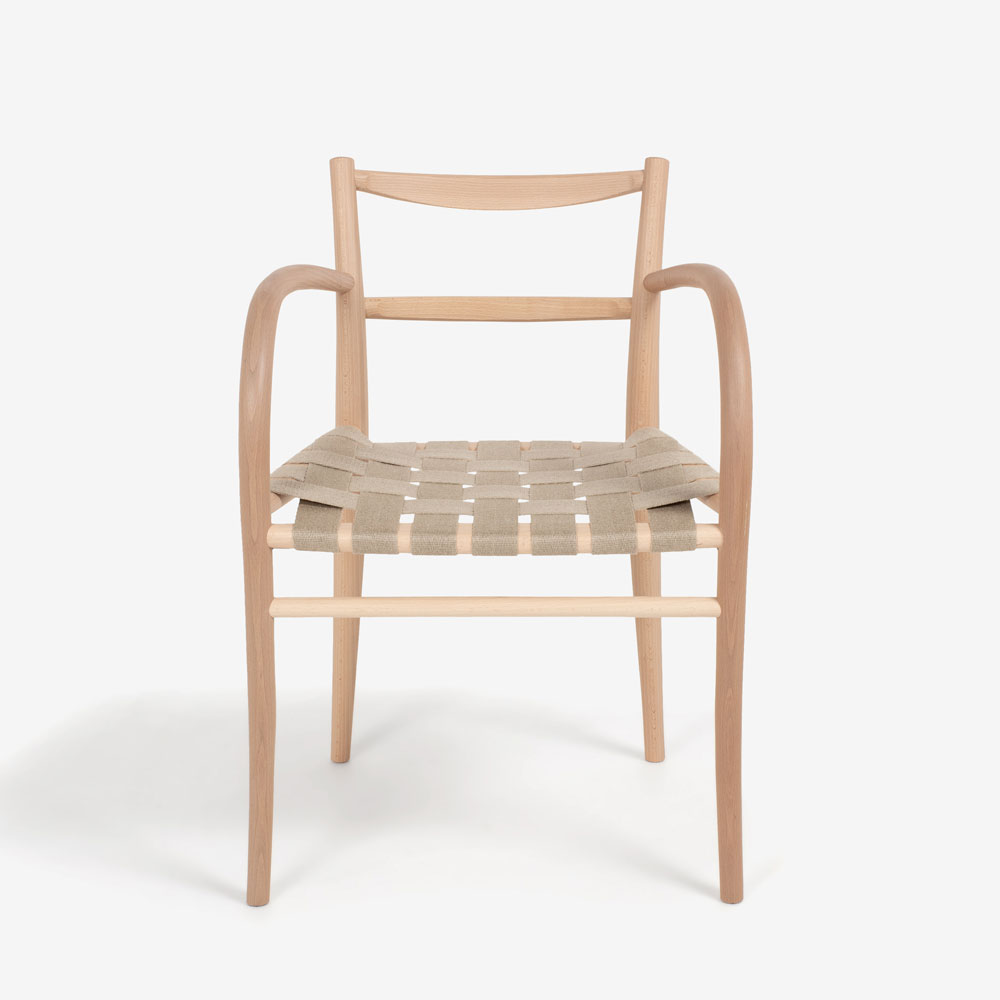 秋田木工 ダイニングチェア「サポースチェア」ブナ材 白木塗装 座面/麻