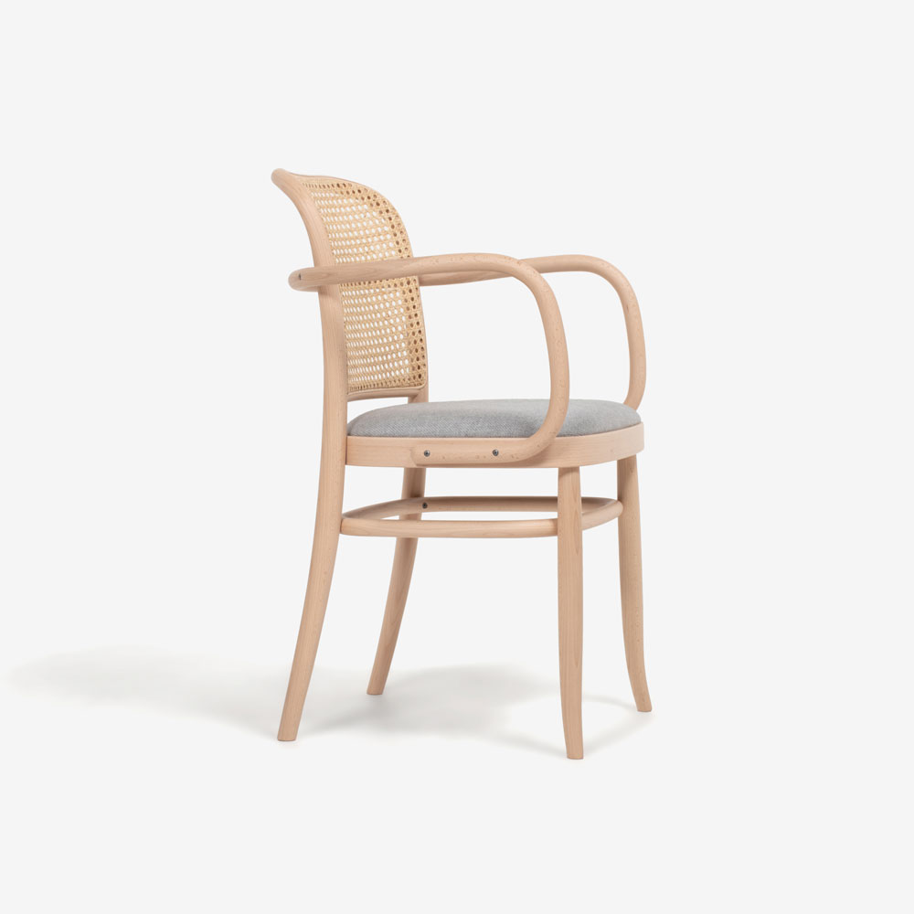 秋田木工 ダイニングチェア（肘付き）「712A-RU」ブナ材 白木塗装色/張