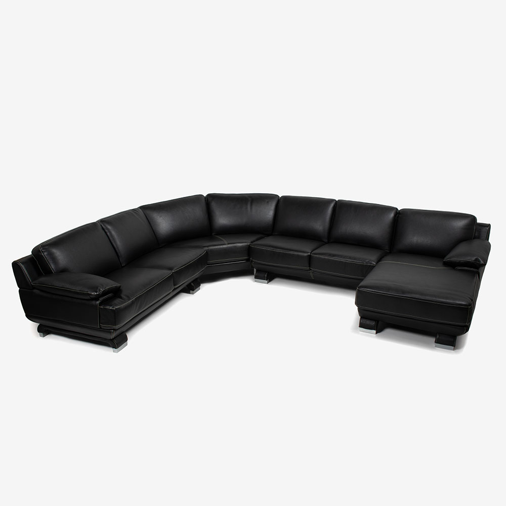 アームチェア 1人掛け「L/S 01（エルエス01）」幅113cm 革ブラック色