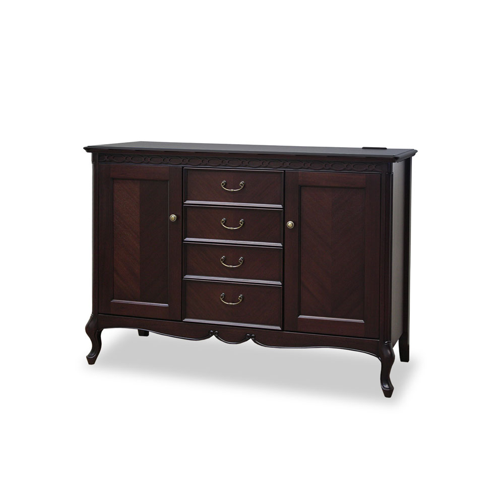 ドレッサー(スツール付き)「フルール DM」幅90cm マホガニー材ダーク