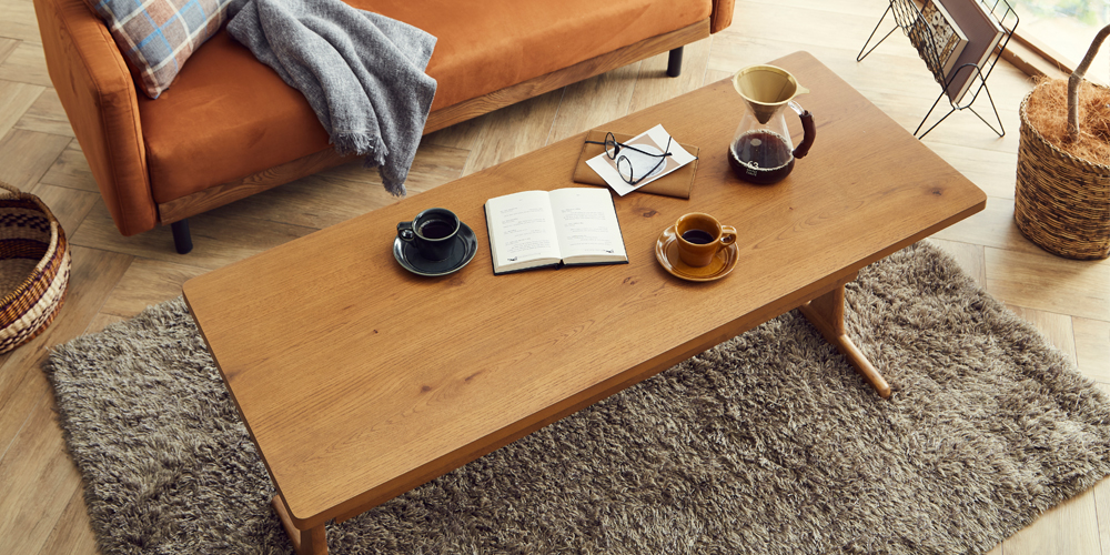 センターテーブル「バケット」ミドルブラウン色 全2サイズ【オンライン