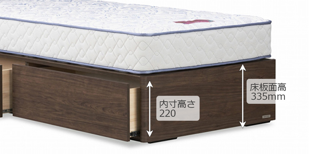 ベッドフレーム「アイセレクトFF」ヘッドボード無 引き出し付きタイプ