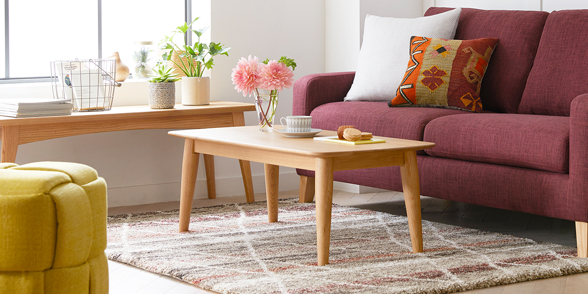 センターテーブル「シネマ2」レッドオーク材 ホワイトオーク色 全3