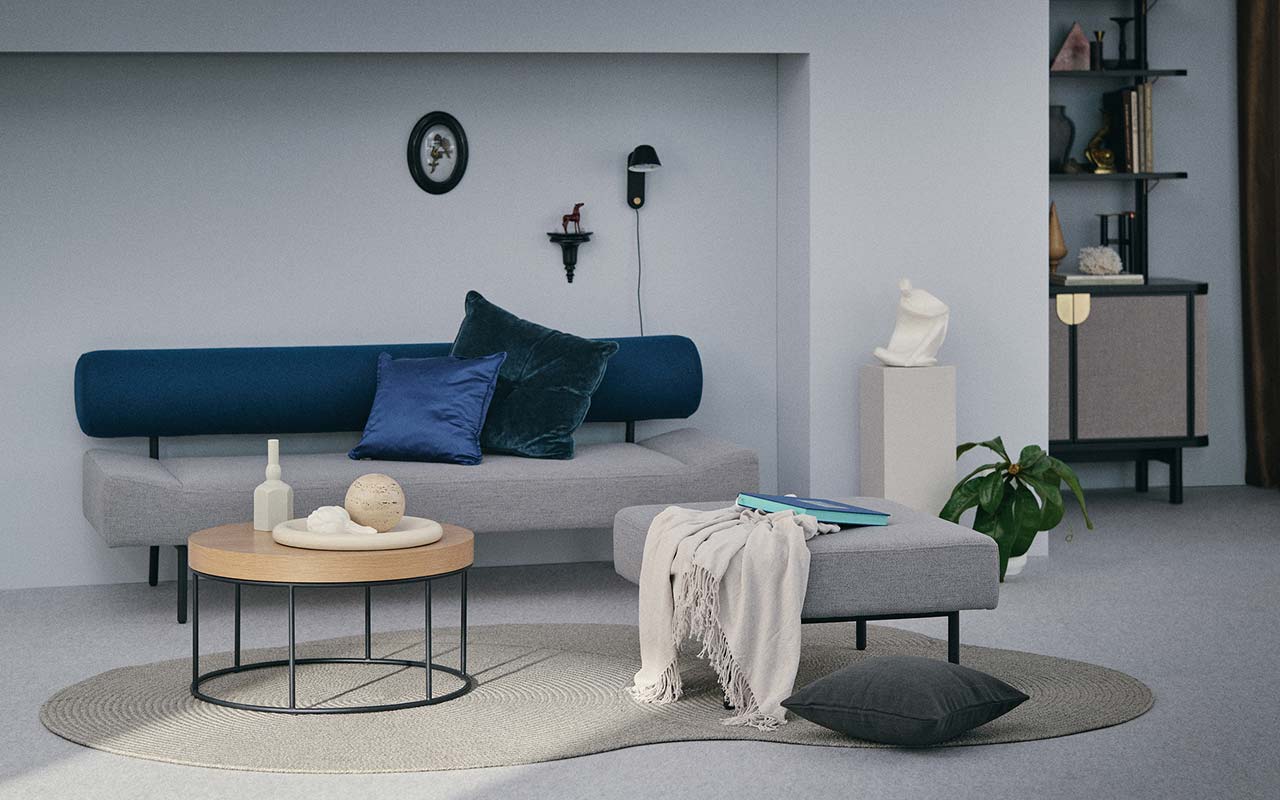 在庫品】 DIVANCO SOFA Round (3) Navy × Gray｜3人掛け｜IDEE SHOP Online