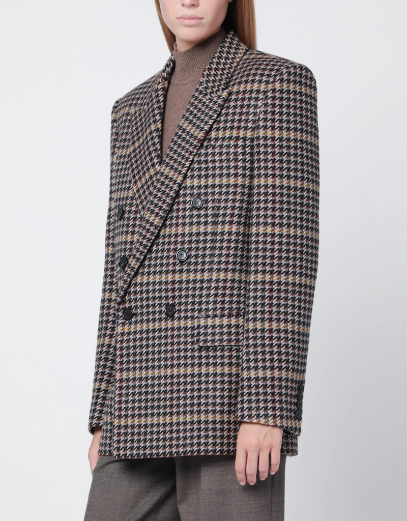 Saint Laurent ウールチェック ダブルブレストジャケット (すべての