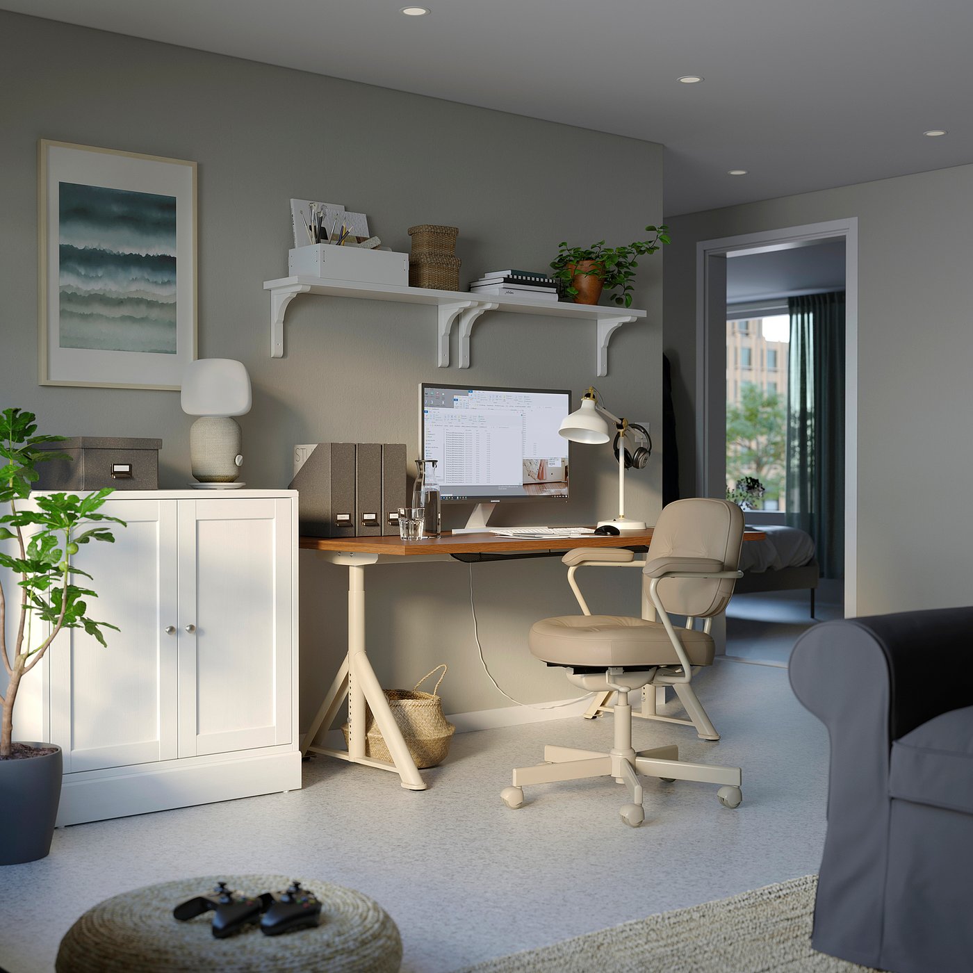 IDÅSEN イドーセン デスク, ブラウン/ベージュ, 160x80 cm - IKEA