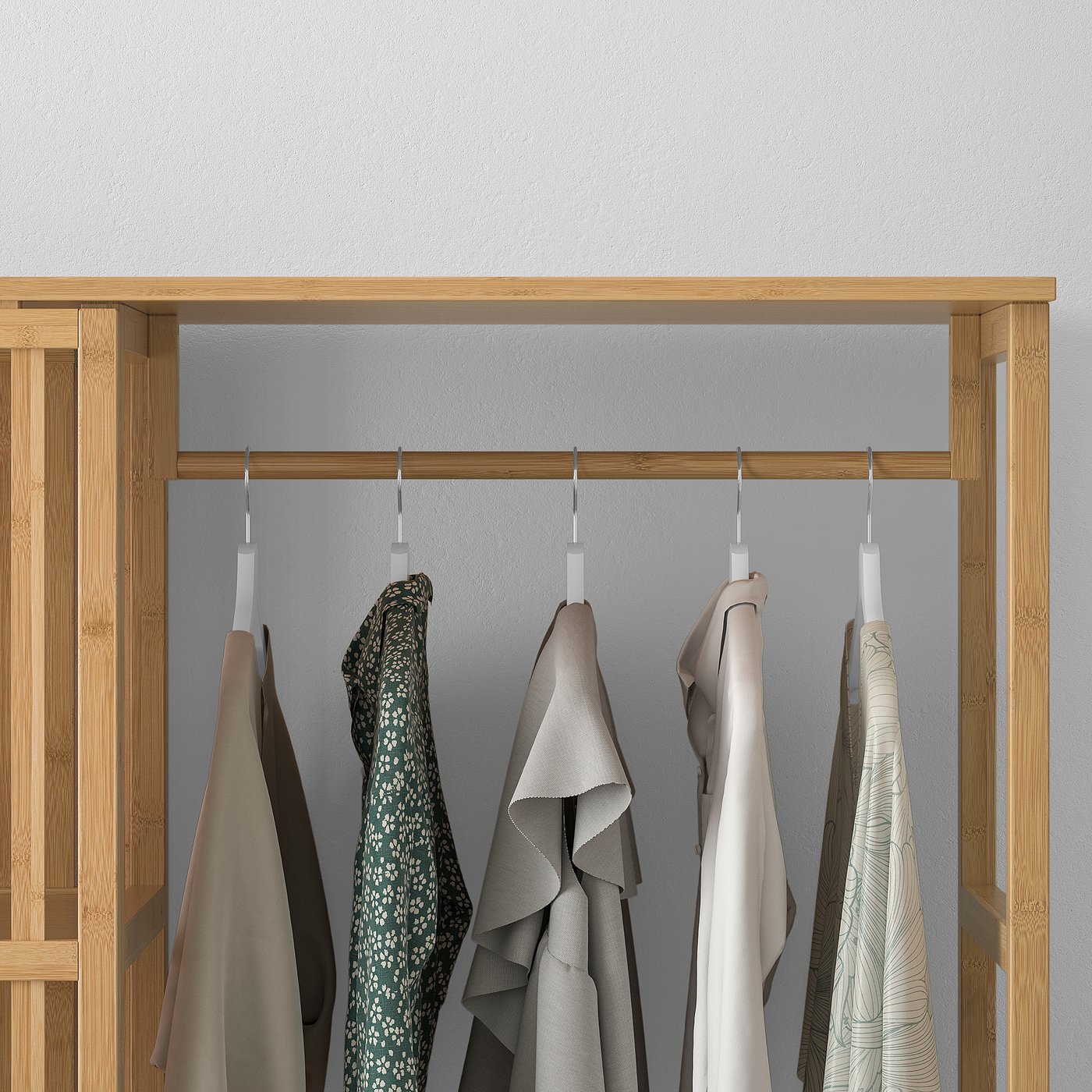 NORDKISA Open wardrobe with sliding door, bamboo, Width: 47 1/4