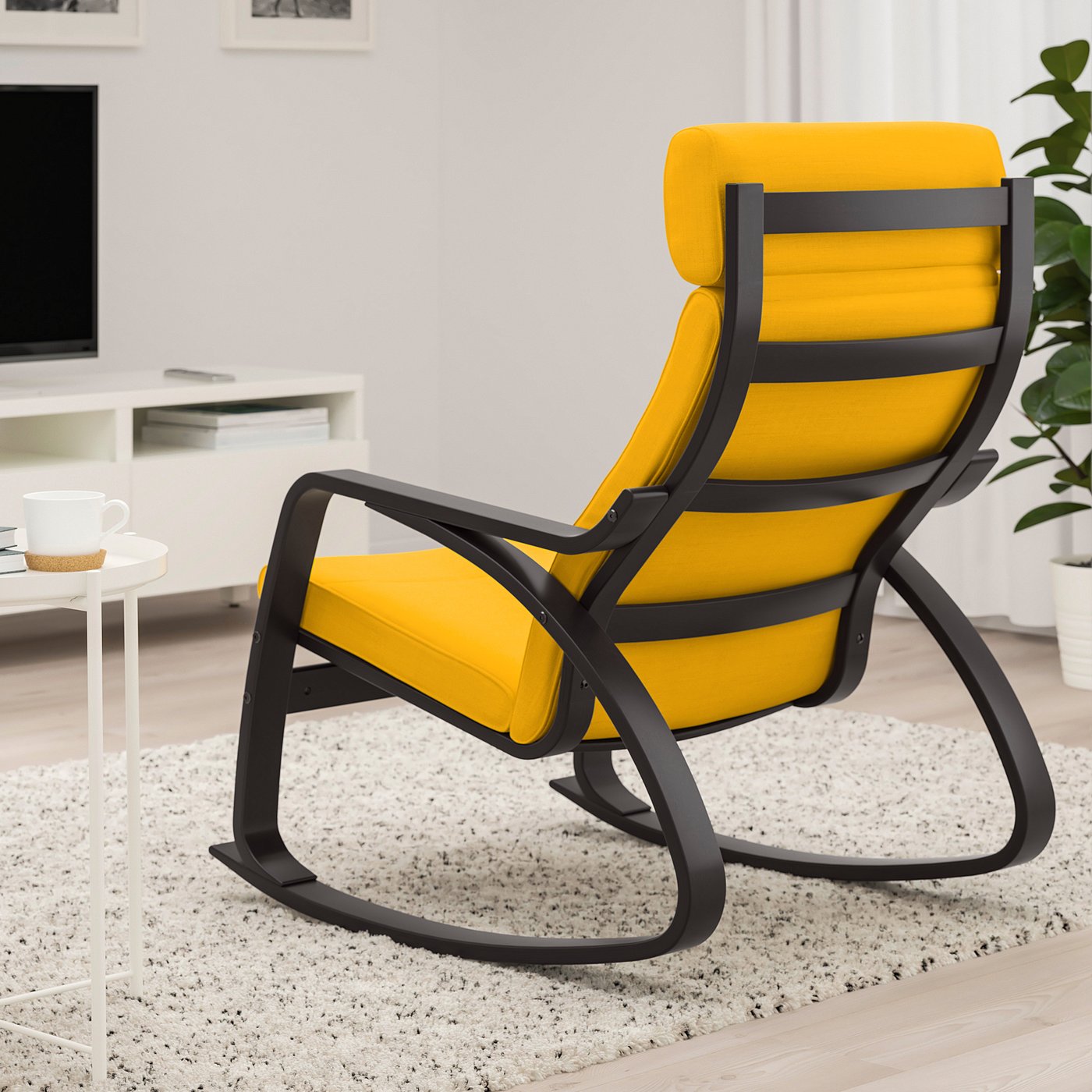 POÄNG rocking chair, black-brown/Skiftebo yellow - IKEA