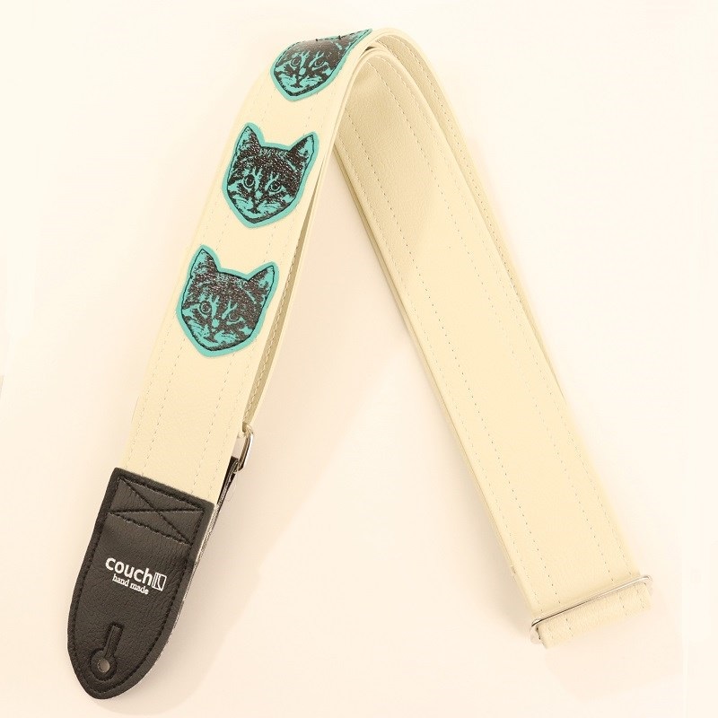 Couch Guitar Strap ニャン・ ニャン・ ニャン White/T.Green ｜イケベ