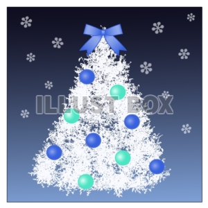 クリスマス 白と青のツリー：イラスト無料