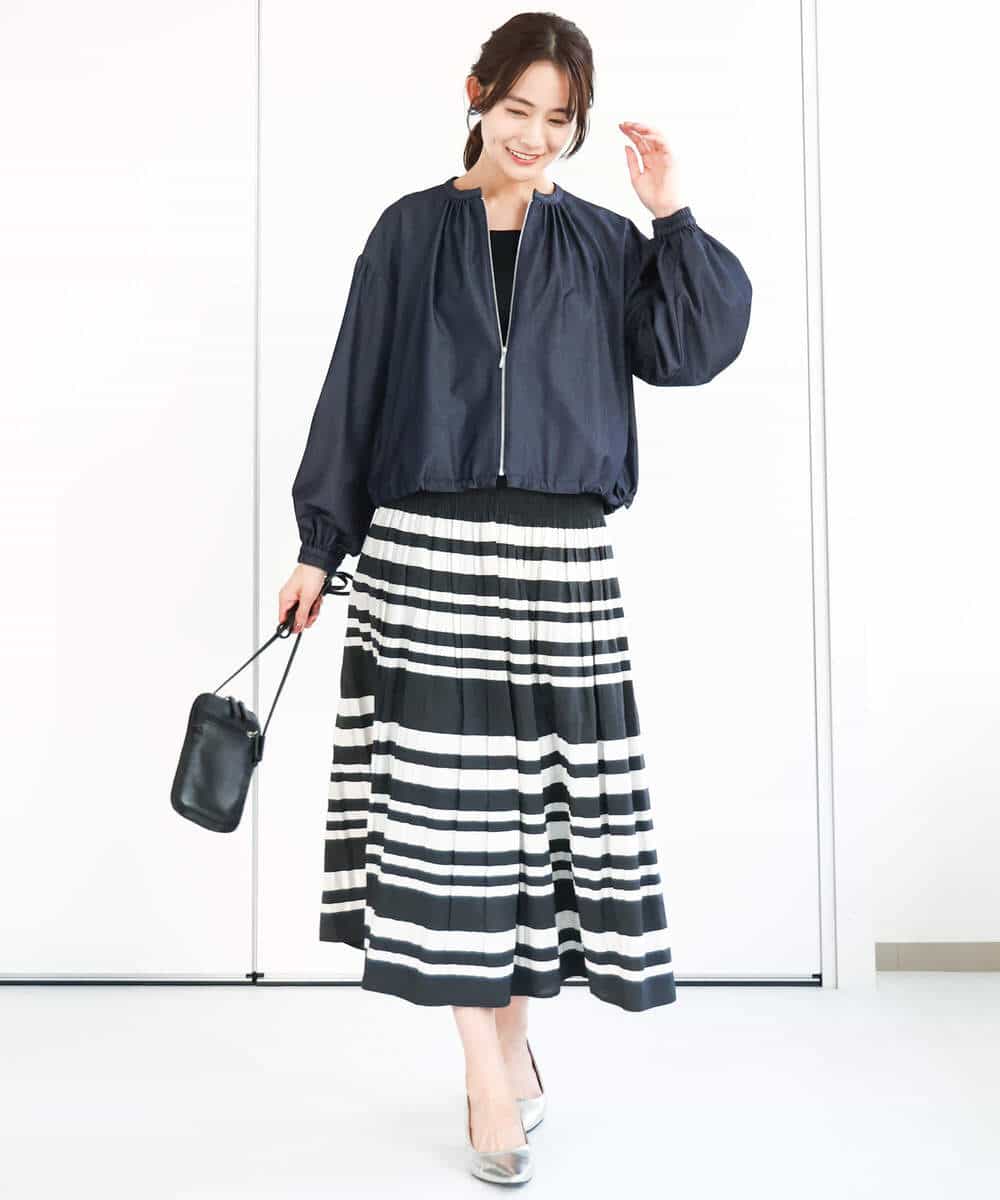 ボーダーリバーシブルスカート/洗える(ロング・マキシ丈スカート) | MK