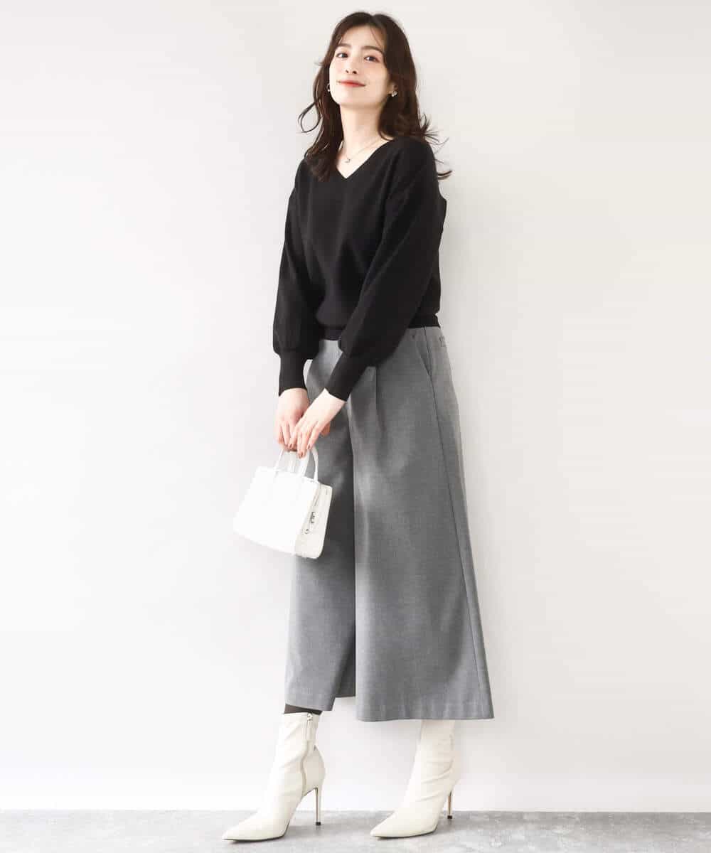 TRソフトストレッチ裏起毛ガウチョパンツ/洗える(ガウチョ・ワイド