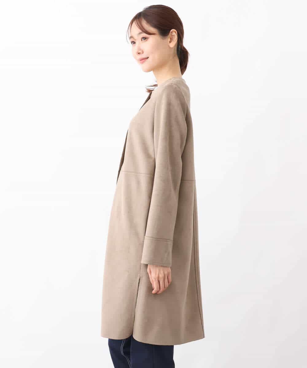 フェイクスウェードノーカラーコート/洗える(ノーカラーコート) | MK