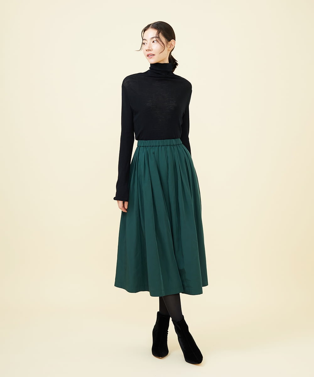 タフタタックギャザースカート(ミモレ丈スカート) | Sybilla(シビラ