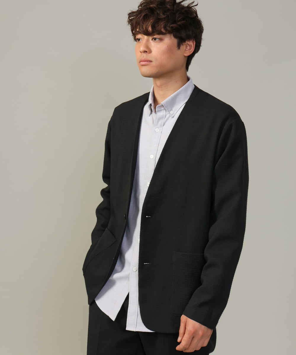 ON/OFF兼用】スマートツイードノーカラージャケット(セットアップ可