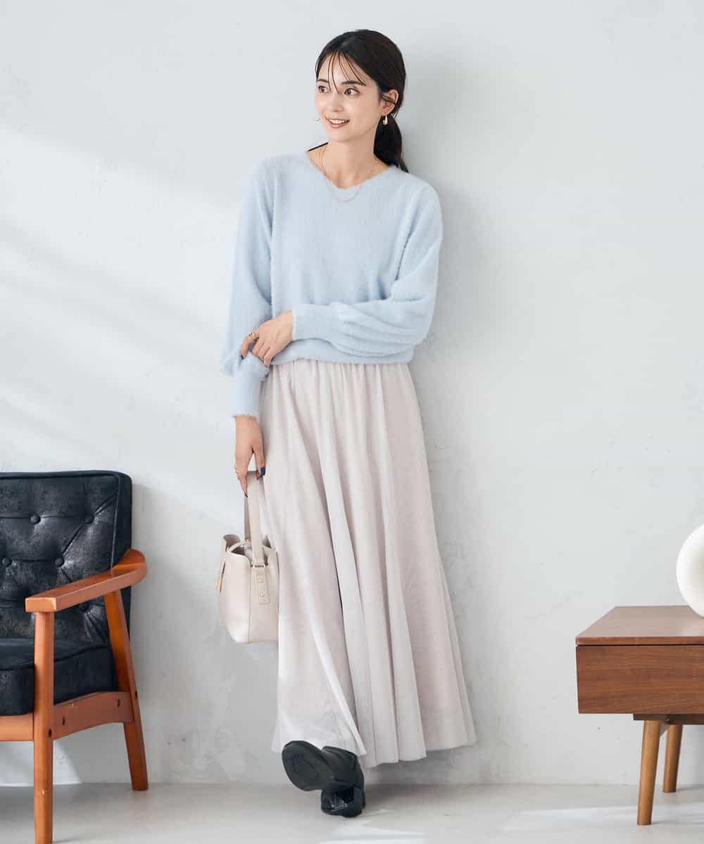 洗える】チュールフレアスカート(ロング・マキシ丈スカート) | a.v.v