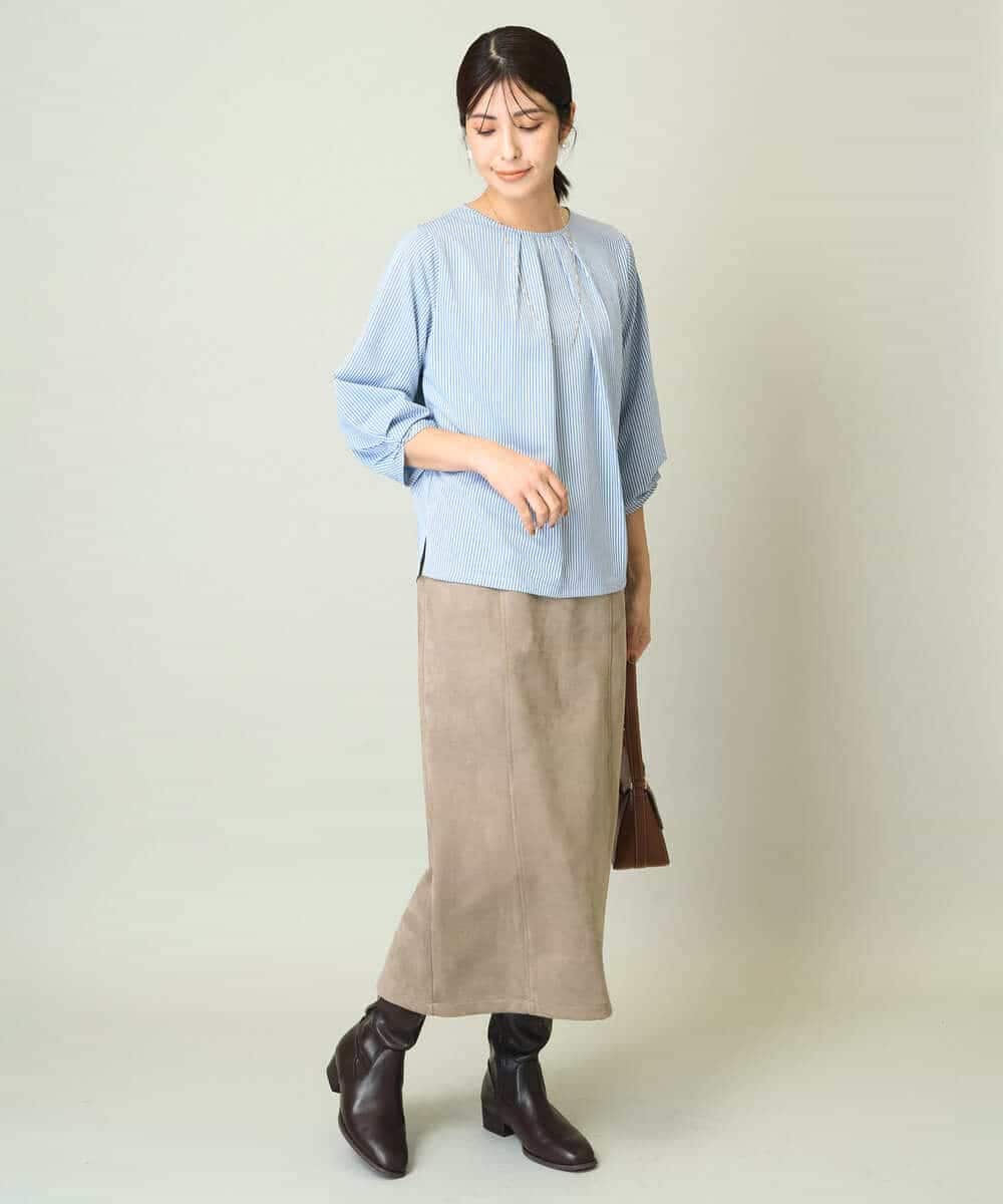 タックスリーブストライプトップス(カットソー・Tシャツ) | a.v.v(アー