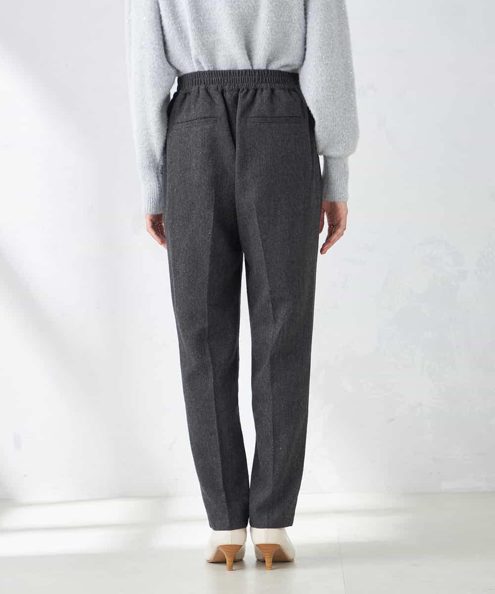 洗える】ツイード美ラクるスッキリ見えテーパードパンツ(フルレングス