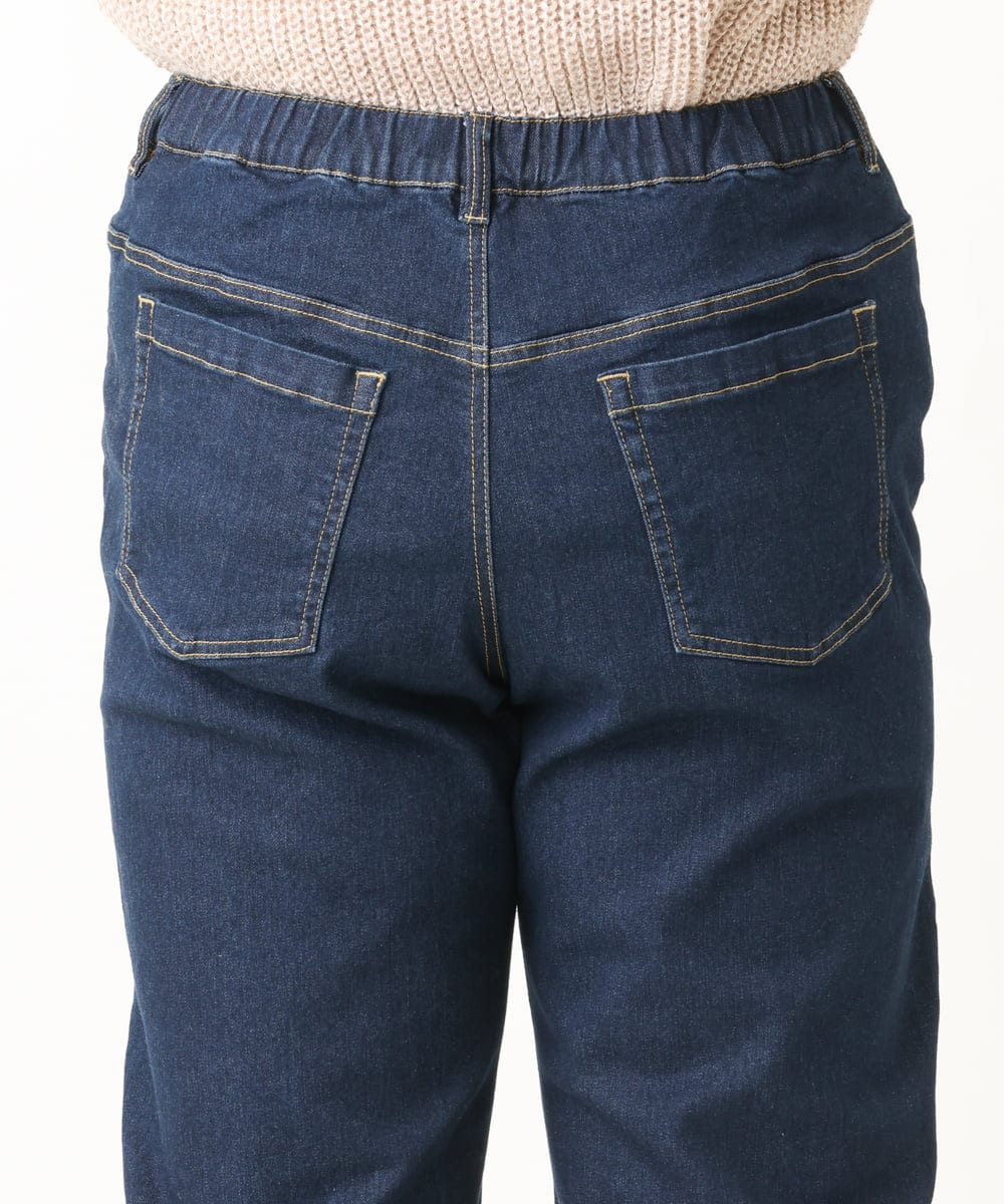 大きいサイズ】ワイドストレートデニムパンツ(フルレングスパンツ