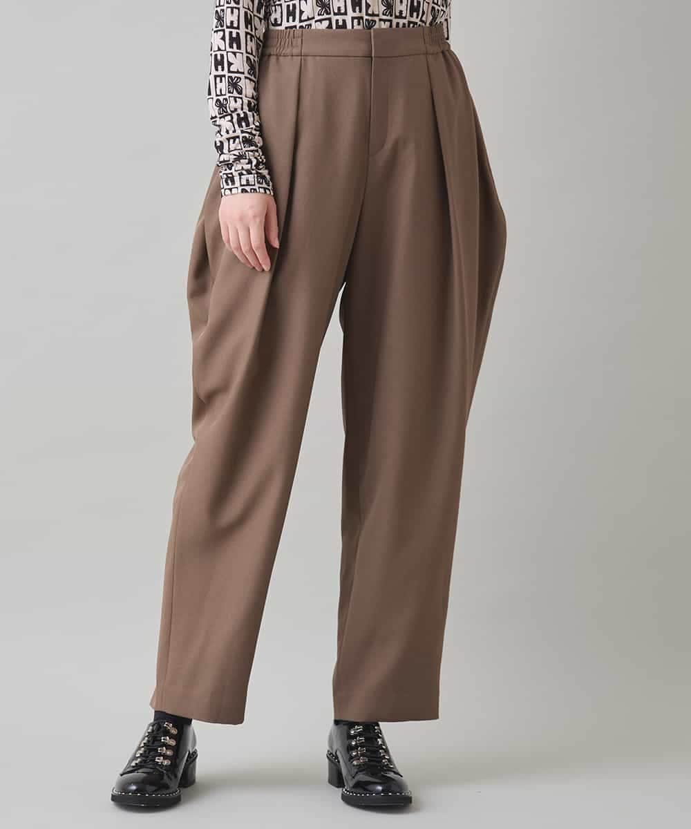 フロントタックワイドテーパードパンツ/日本製/洗える(フルレングス