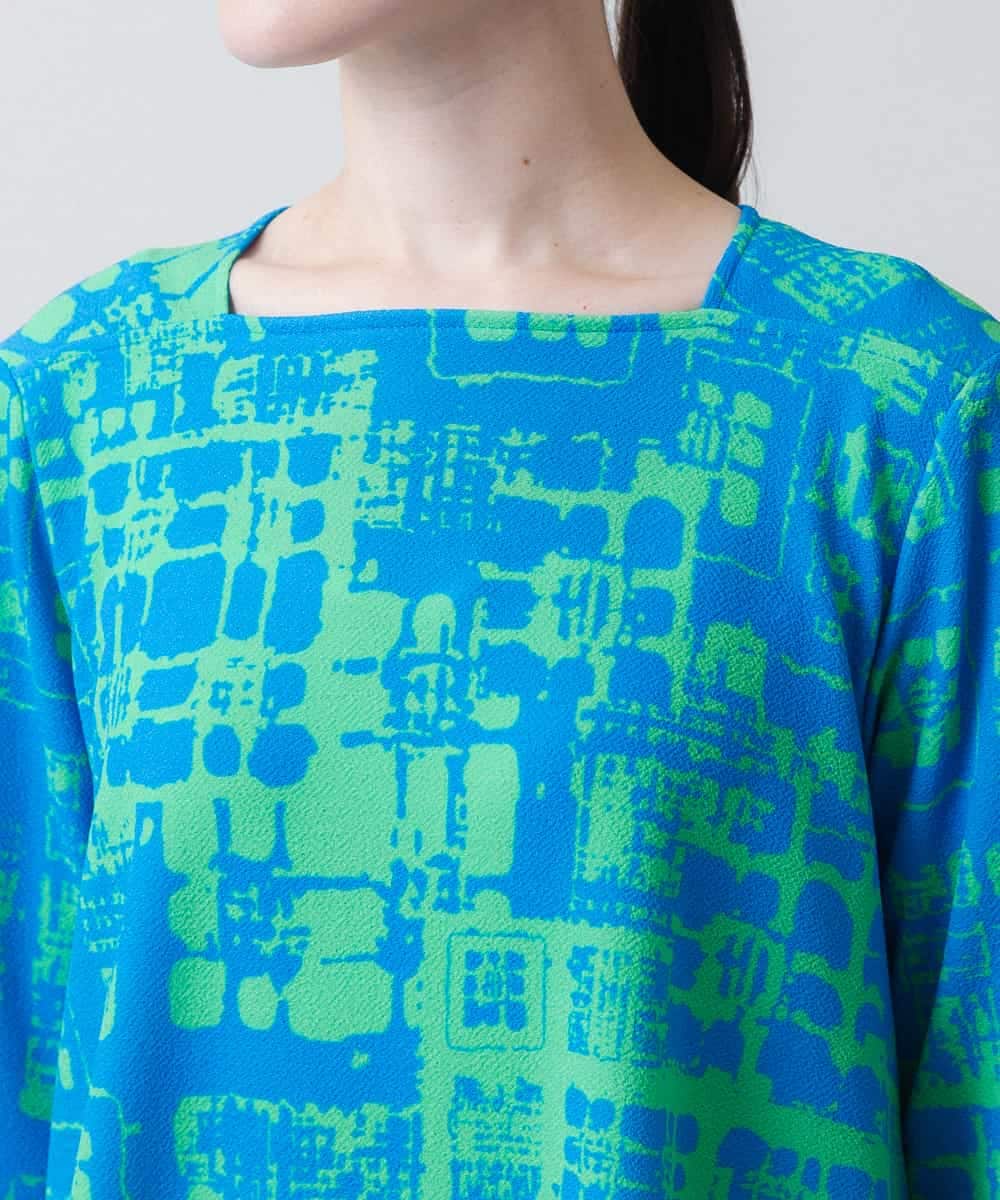 幾何柄プリントチュニックトップス /日本製/洗える(チュニック