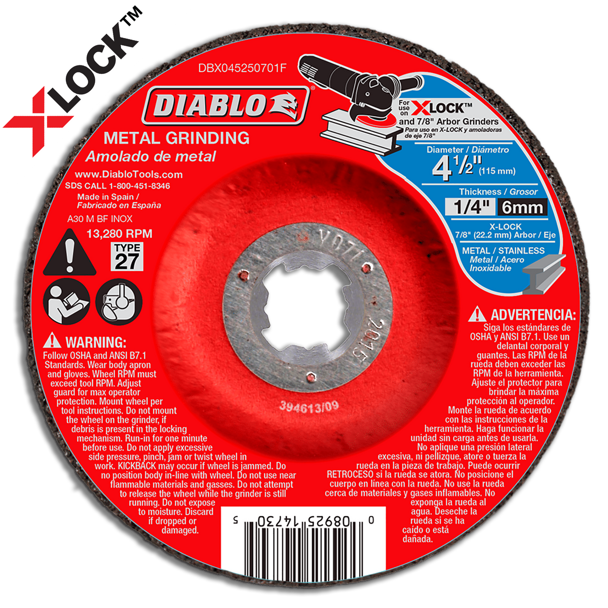 Diablo Metal Grinding Disc for X-Lock and All Grinders - JMP Wood