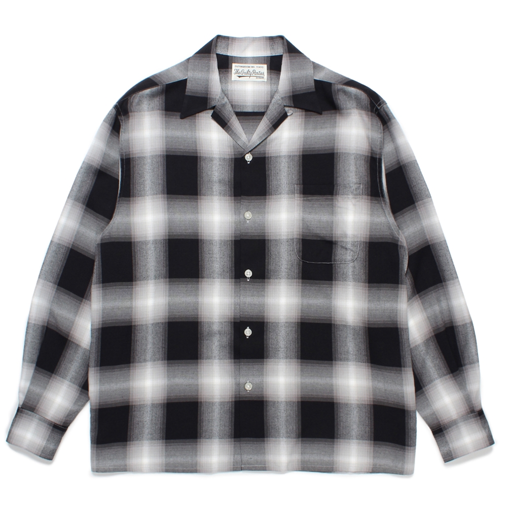 WACKO MARIA/OMBRE CHECK OPEN COLLAR SHIRT（GRAY）［オンブレ