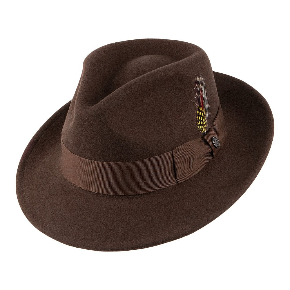Crushable C-Crown Wool Felt Fedora Hat - Brown – Jaxon & James