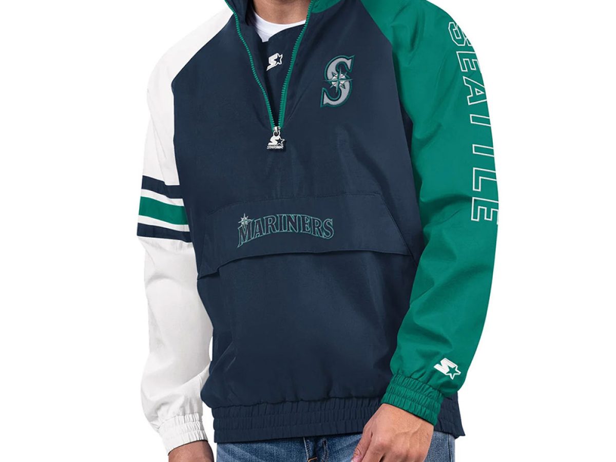 Navy Starter Elite Seattle Mariners Pullover Jacket