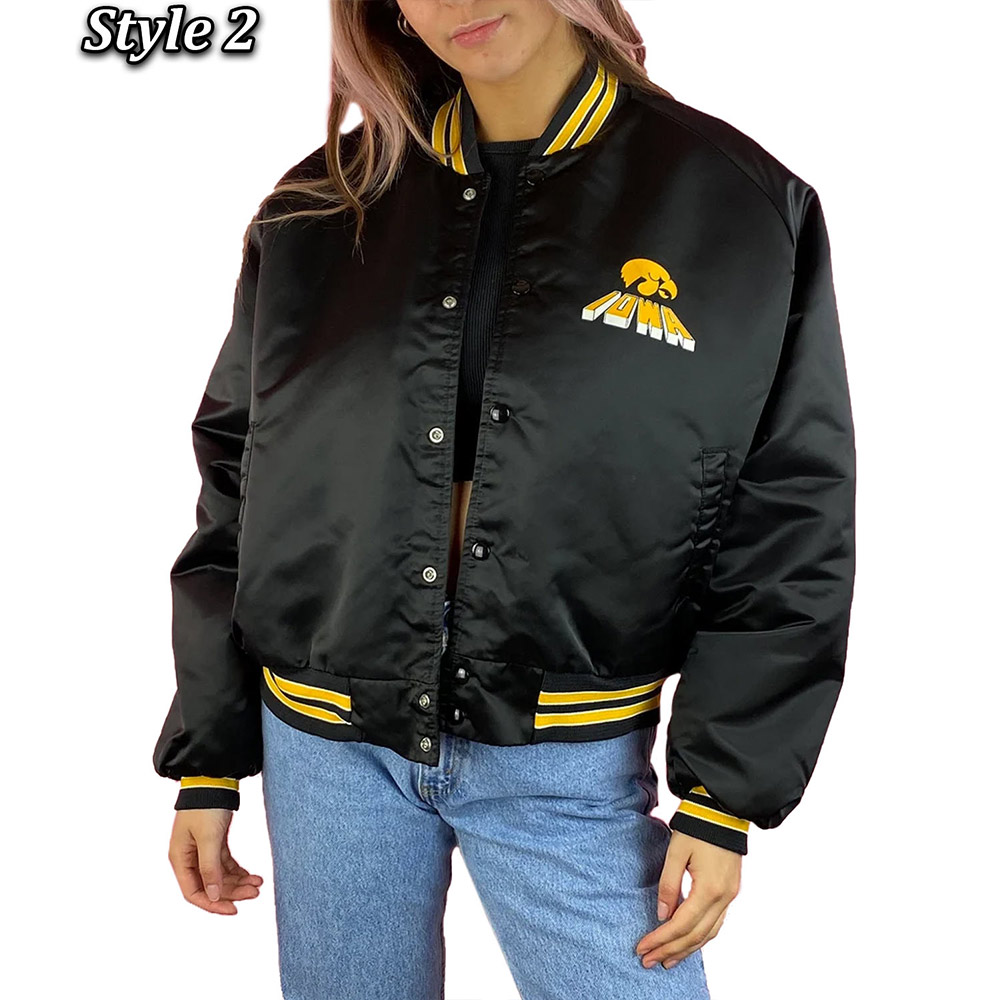 Black Starter Satin Iowa Hawkeyes 90s Jacket - Jackets Masters