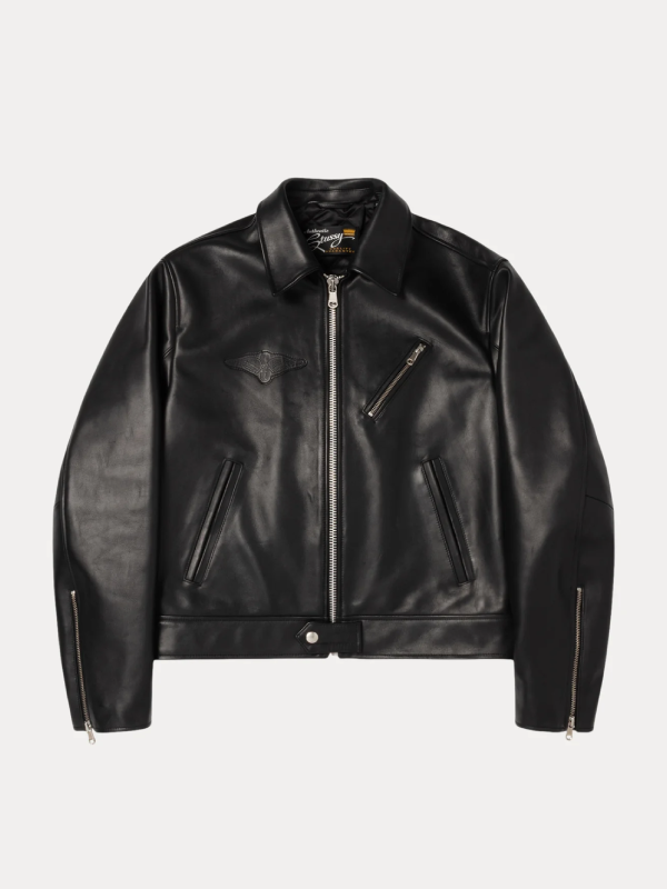 Stussy Biker Leather Jacket Black