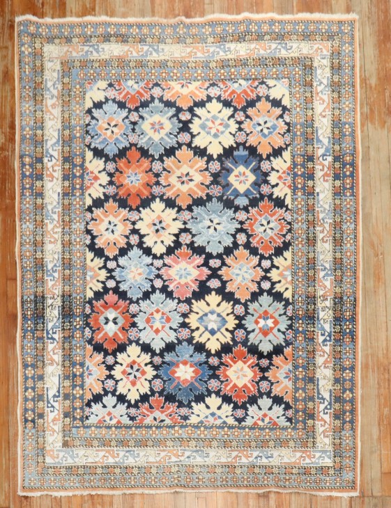 Turkish Azari Vintage Inspired Caucasian Snowflake Rug No. j4027