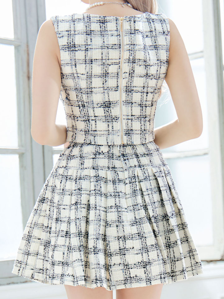 新サイズ登場!ツイードセットアップミニドレス/キャバドレス【XS-L