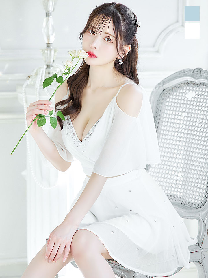 シフォンセットアップドレス/谷間見せ/背中見せ/キャミソール/キャバ