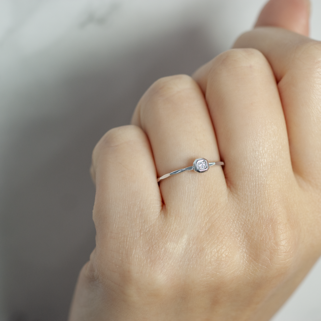 K10WG ダイヤモンド リング 八角形