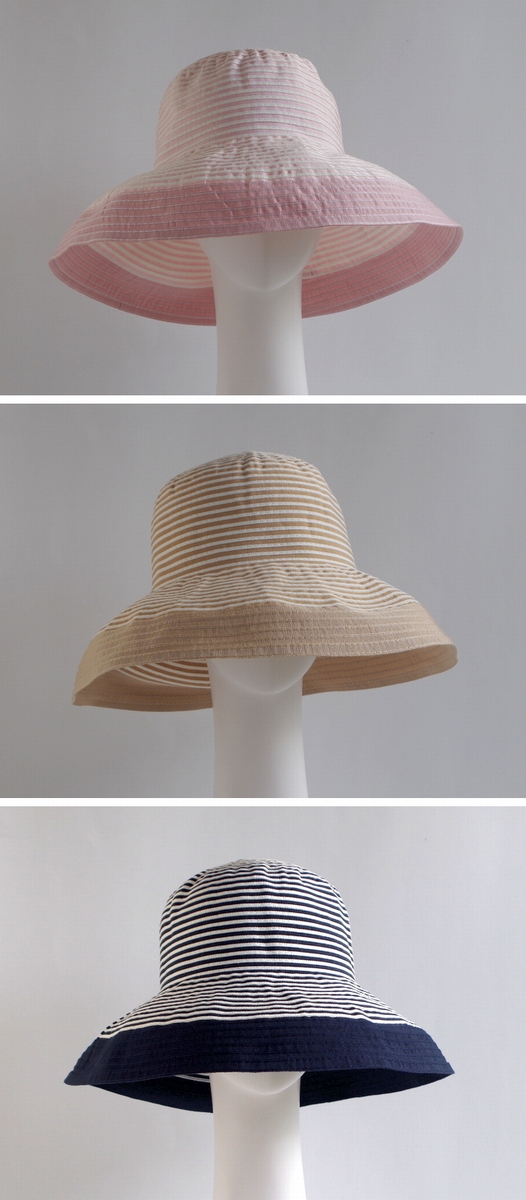 GREVI グレヴィ】グレビ帽子 ストライプ つば広 帽子 ハット イタリア