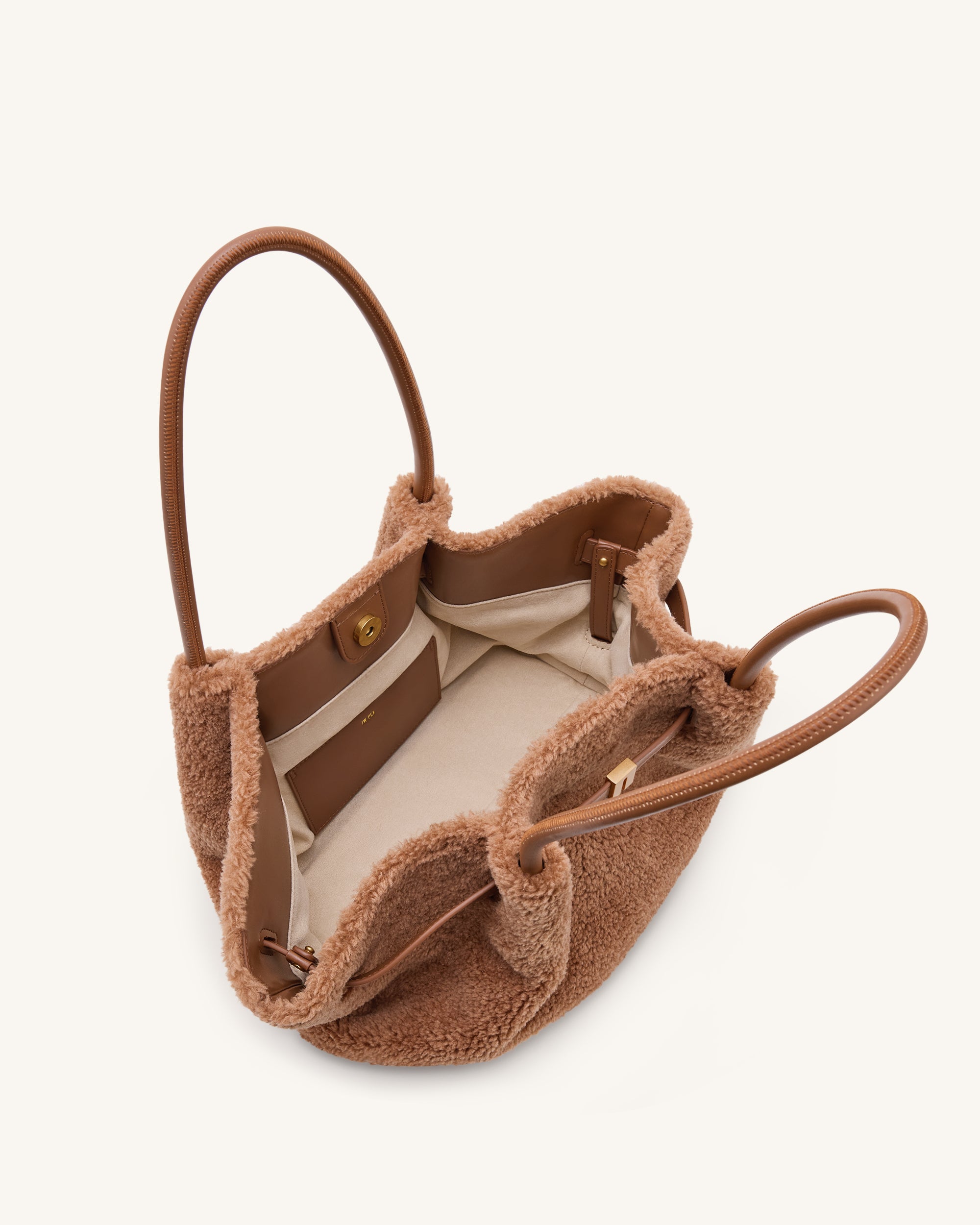 Hana Medium Faux Fur Tote Bag - Coffee Brown | JW PEI